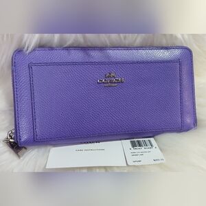 Coach Purple Iris Accdn Zip Wallet